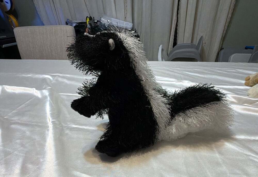 Ganz Webkinz Skunk Black and White Eyelash Fur Plush Stuffed Animal No Code